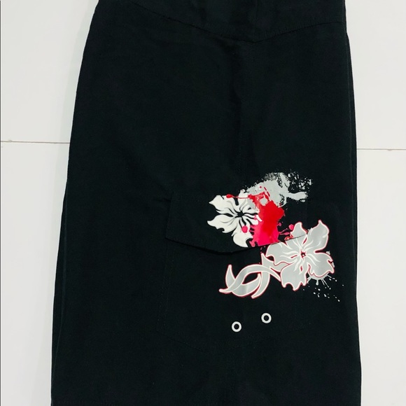 Maui Nix Swim Trunks Board Surf Shorts Men's Sz 30 Black Side Pocket - Picture 2 of 10